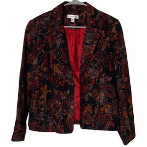 Coldwater Creek Quilted Floral Plaid Jacket Blazer Boho Artsy Cottagecore Sz 12